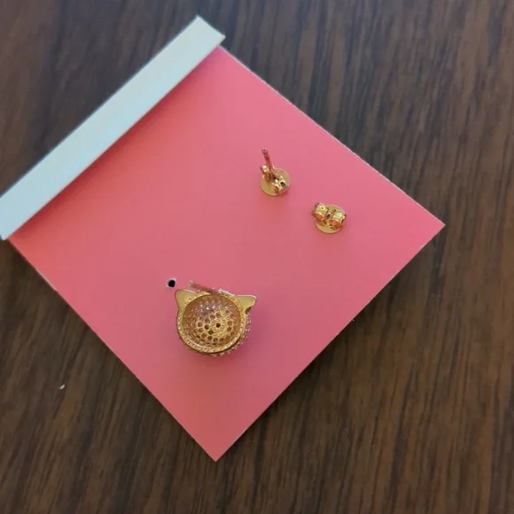 KATE SPADE NEW YORK FLYING PIG ROSE GOLD PAVE EARRINGS - Picture 3 of 6